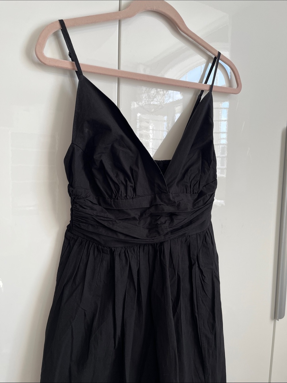 NWOT YFB Black Cotton Spaghetti-Strap Maxi Dress Pockets, Size M